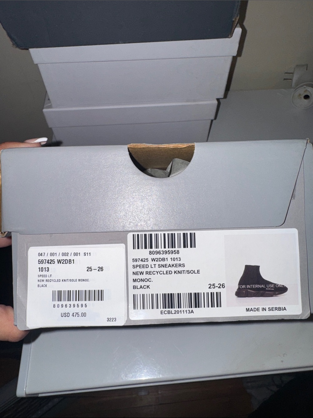 Balenciaga Black Speed LT Sneakers Box Label